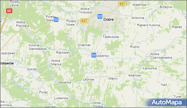 mapa Rudzienko gmina Dobre, Rudzienko gmina Dobre na mapie Targeo