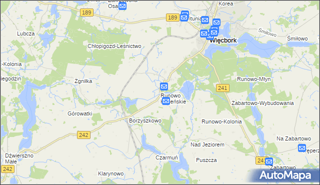 mapa Runowo Krajeńskie, Runowo Krajeńskie na mapie Targeo