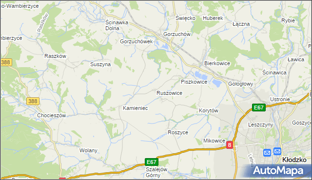 mapa Ruszowice gmina Kłodzko, Ruszowice gmina Kłodzko na mapie Targeo