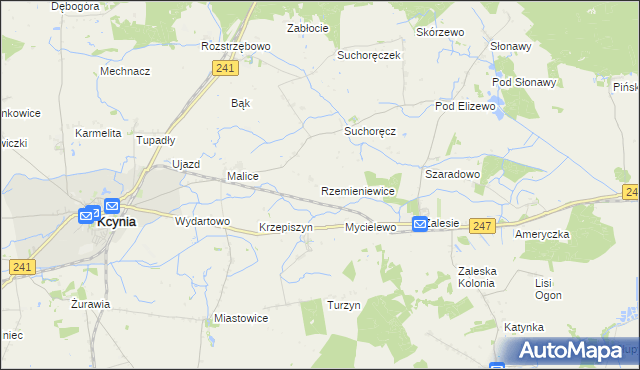 mapa Rzemieniewice gmina Kcynia, Rzemieniewice gmina Kcynia na mapie Targeo