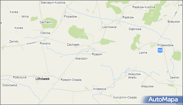 mapa Rzeplin gmina Ulhówek, Rzeplin gmina Ulhówek na mapie Targeo