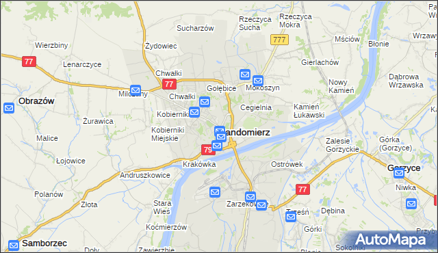 mapa Sandomierza, Sandomierz na mapie Targeo