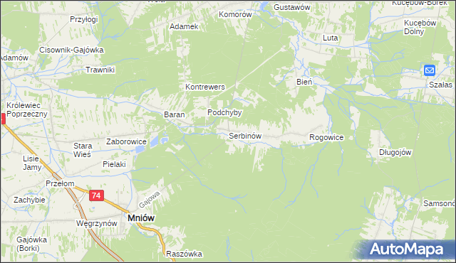 mapa Serbinów, Serbinów na mapie Targeo