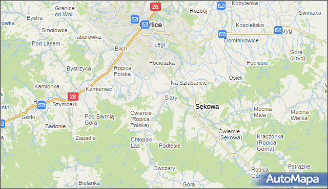 mapa Siary, Siary na mapie Targeo