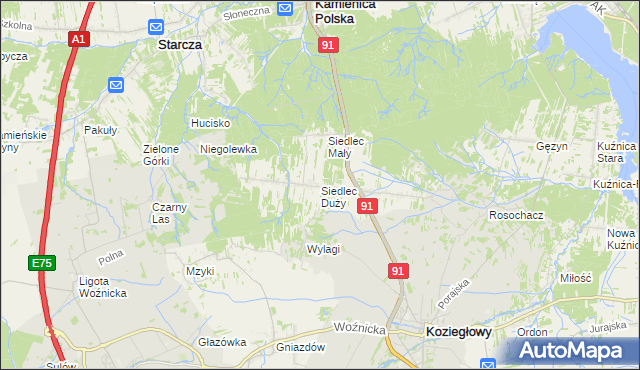 mapa Siedlec Duży, Siedlec Duży na mapie Targeo