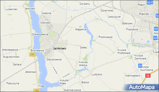 mapa Sielec gmina Janikowo, Sielec gmina Janikowo na mapie Targeo