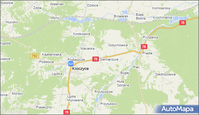 mapa Siemięrzyce, Siemięrzyce na mapie Targeo