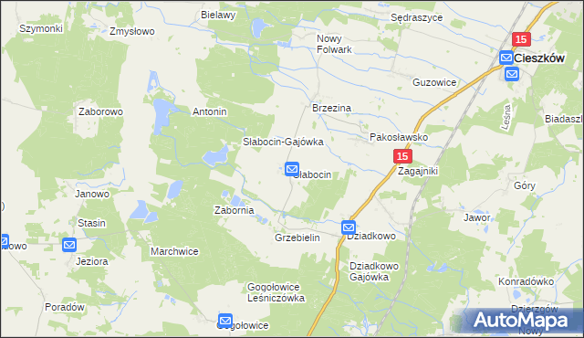 mapa Słabocin, Słabocin na mapie Targeo