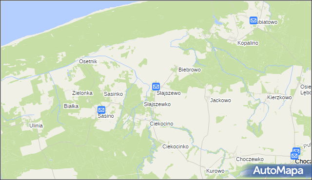 mapa Słajszewo, Słajszewo na mapie Targeo