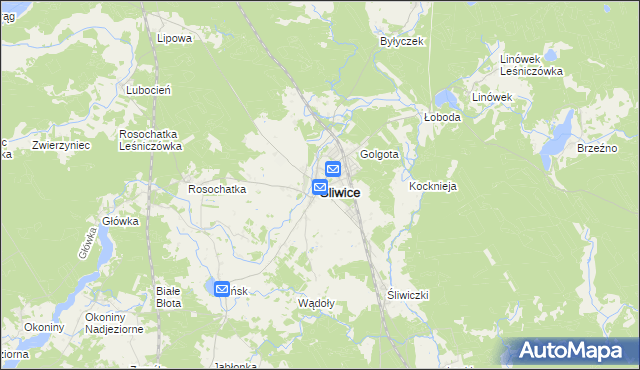 mapa Śliwice powiat tucholski, Śliwice powiat tucholski na mapie Targeo