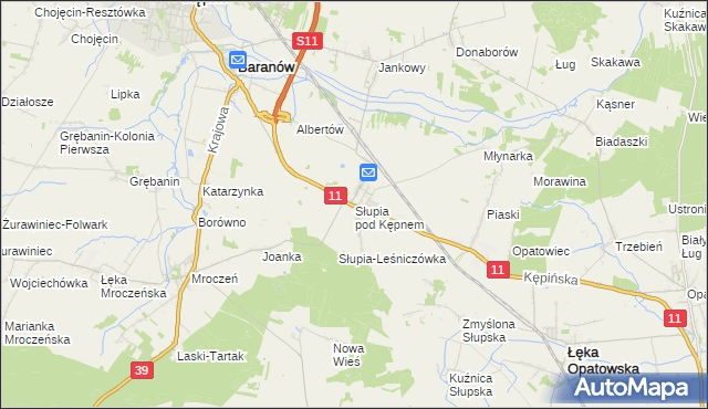 mapa Słupia pod Kępnem, Słupia pod Kępnem na mapie Targeo