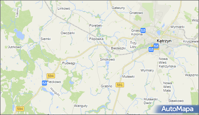 mapa Smokowo gmina Kętrzyn, Smokowo gmina Kętrzyn na mapie Targeo