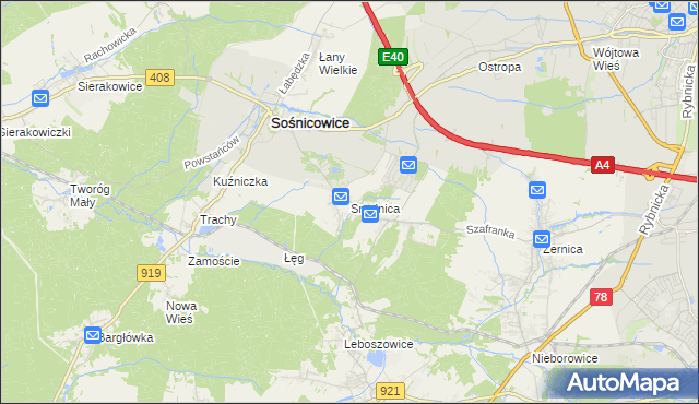 mapa Smolnica gmina Sośnicowice, Smolnica gmina Sośnicowice na mapie Targeo