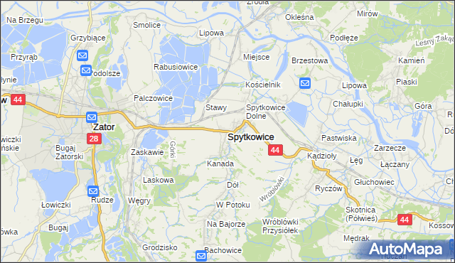 mapa Spytkowice powiat wadowicki, Spytkowice powiat wadowicki na mapie Targeo
