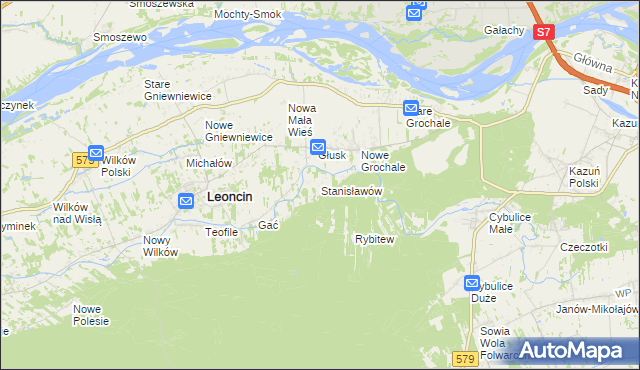 mapa Stanisławów gmina Leoncin, Stanisławów gmina Leoncin na mapie Targeo