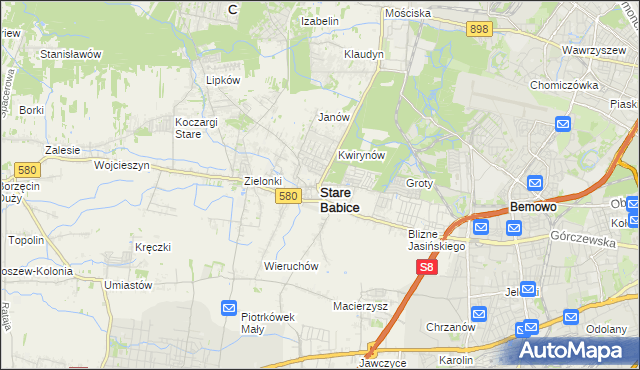 mapa Stare Babice, Stare Babice na mapie Targeo