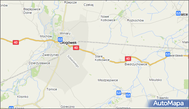 mapa Stare Kotkowice, Stare Kotkowice na mapie Targeo