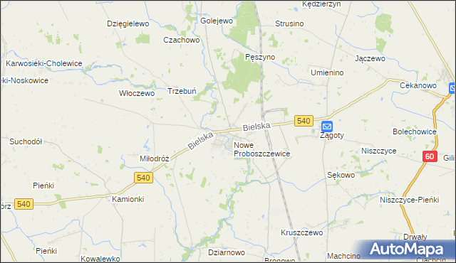 mapa Stare Proboszczewice, Stare Proboszczewice na mapie Targeo