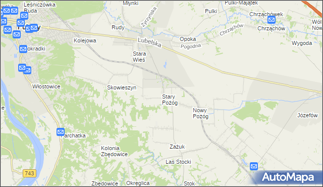 mapa Stary Pożóg, Stary Pożóg na mapie Targeo