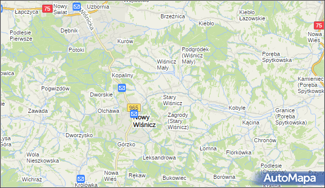 mapa Stary Wiśnicz, Stary Wiśnicz na mapie Targeo