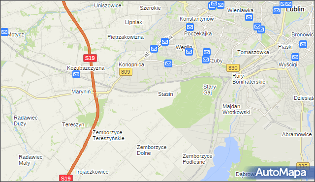 mapa Stasin gmina Konopnica, Stasin gmina Konopnica na mapie Targeo