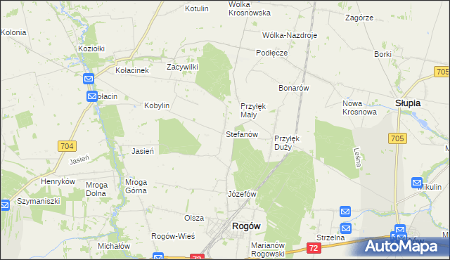 mapa Stefanów gmina Rogów, Stefanów gmina Rogów na mapie Targeo