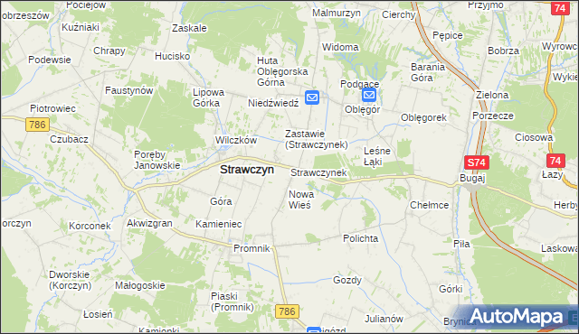mapa Strawczynek, Strawczynek na mapie Targeo