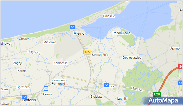 mapa Strzeżenice, Strzeżenice na mapie Targeo