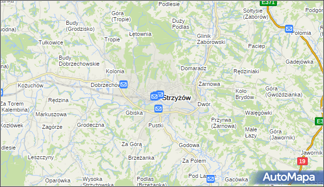 mapa Strzyżów, Strzyżów na mapie Targeo