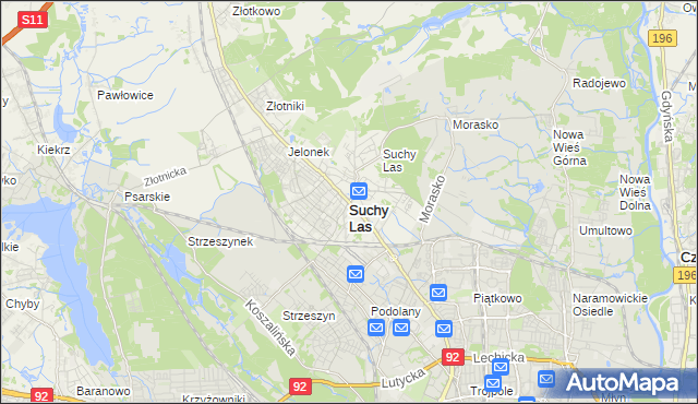 mapa Suchy Las powiat poznański, Suchy Las powiat poznański na mapie Targeo