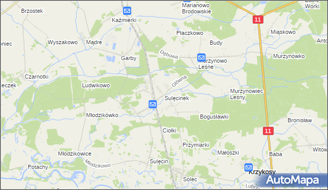 mapa Sulęcinek, Sulęcinek na mapie Targeo