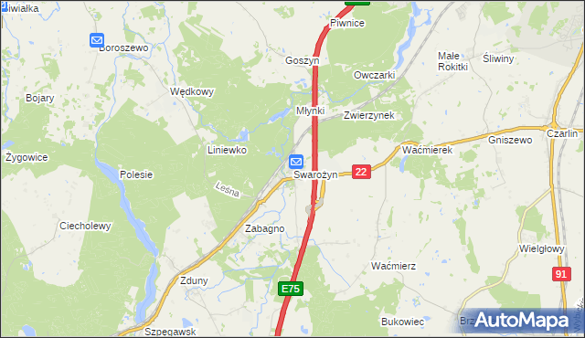 mapa Swarożyn, Swarożyn na mapie Targeo