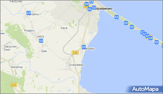 mapa Swarzewo, Swarzewo na mapie Targeo