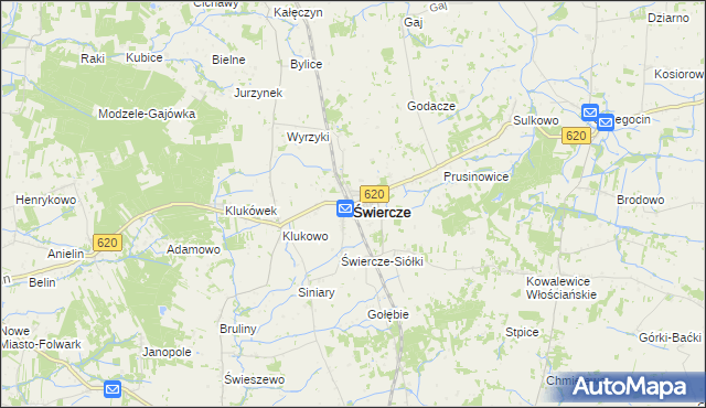 mapa Świercze powiat pułtuski, Świercze powiat pułtuski na mapie Targeo