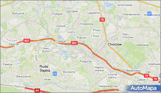 mapa Świętochłowice, Świętochłowice na mapie Targeo