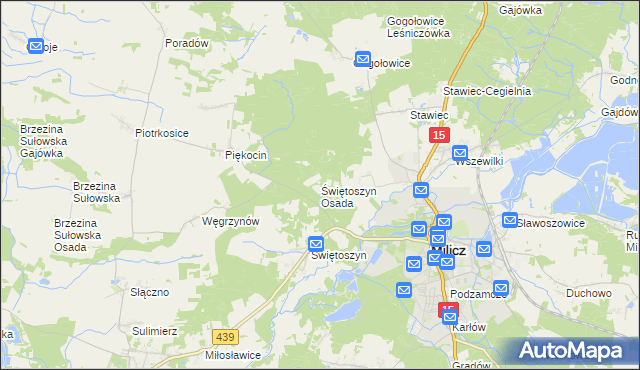 mapa Świętoszyn Osada, Świętoszyn Osada na mapie Targeo