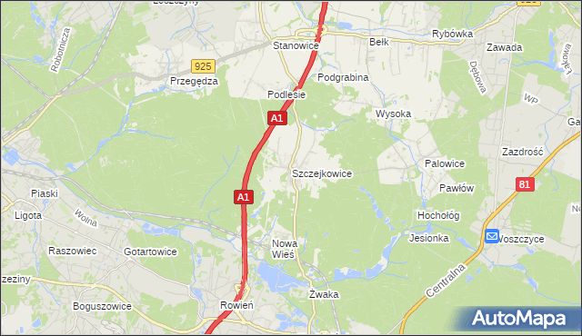 mapa Szczejkowice, Szczejkowice na mapie Targeo