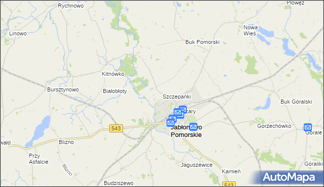 mapa Szczepanki gmina Jabłonowo Pomorskie, Szczepanki gmina Jabłonowo Pomorskie na mapie Targeo