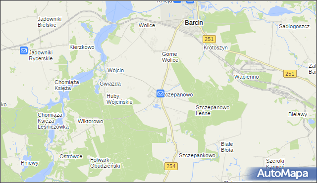 mapa Szczepanowo, Szczepanowo na mapie Targeo