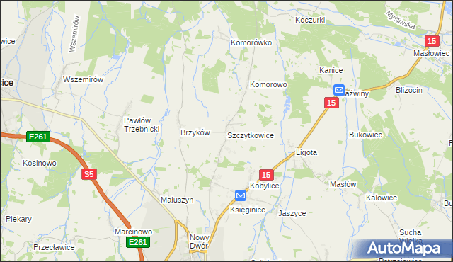 mapa Szczytkowice, Szczytkowice na mapie Targeo