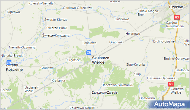 mapa Szulborze-Koty, Szulborze-Koty na mapie Targeo