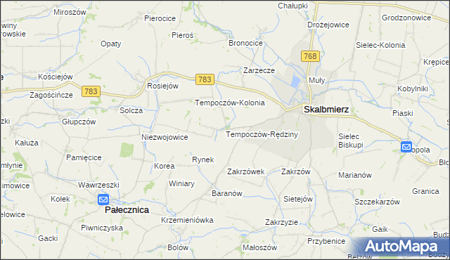 mapa Tempoczów-Rędziny, Tempoczów-Rędziny na mapie Targeo