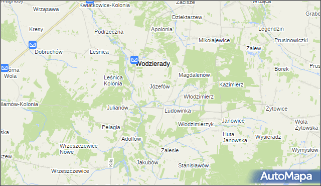 mapa Teodorów gmina Wodzierady, Teodorów gmina Wodzierady na mapie Targeo