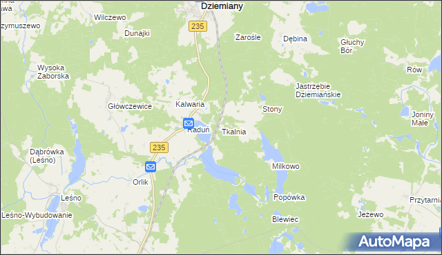 mapa Tkalnia, Tkalnia na mapie Targeo