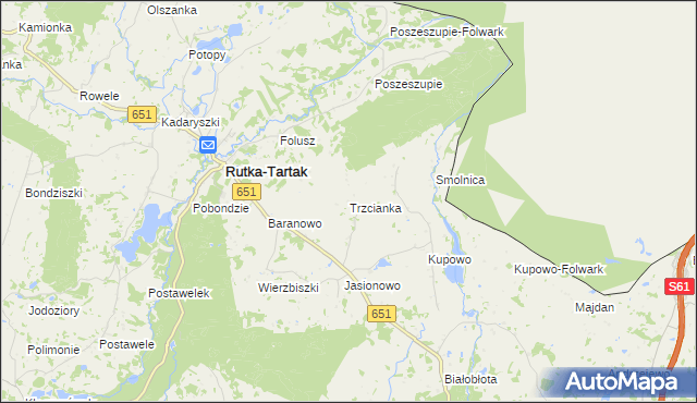 mapa Trzcianka gmina Rutka-Tartak, Trzcianka gmina Rutka-Tartak na mapie Targeo