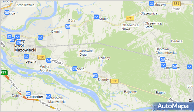 mapa Trzciany gmina Jabłonna, Trzciany gmina Jabłonna na mapie Targeo