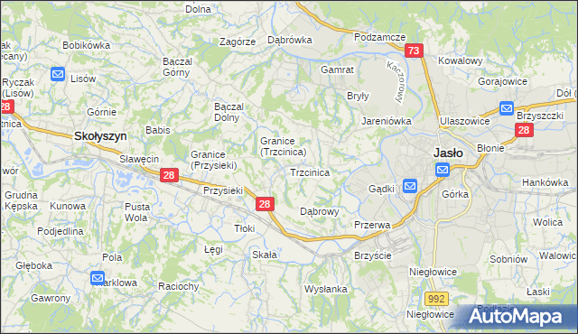 mapa Trzcinica gmina Jasło, Trzcinica gmina Jasło na mapie Targeo