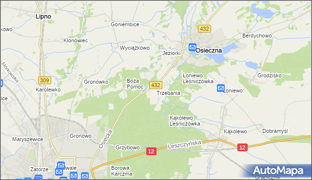 mapa Trzebania, Trzebania na mapie Targeo