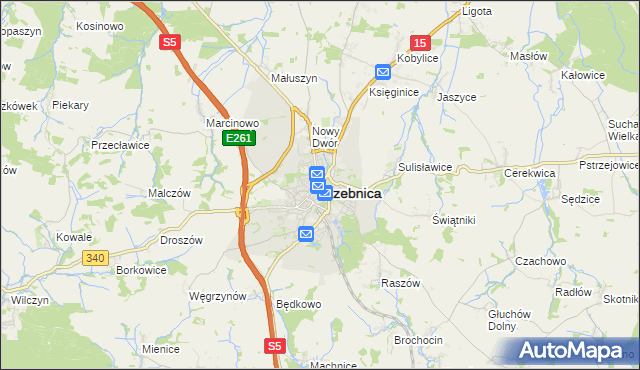 mapa Trzebnica, Trzebnica na mapie Targeo