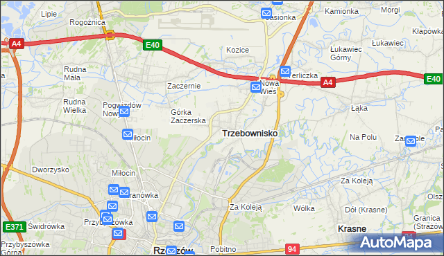 mapa Trzebownisko, Trzebownisko na mapie Targeo